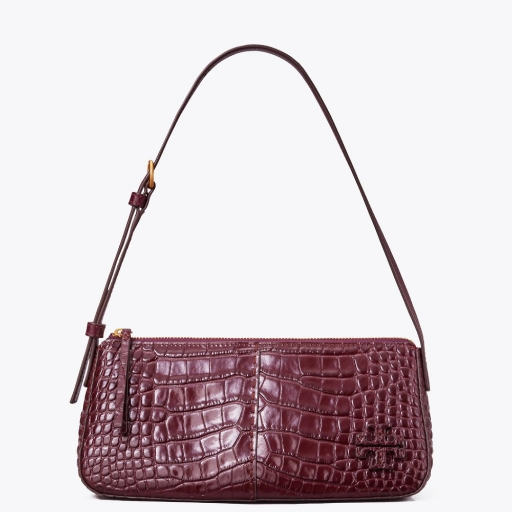 Tory Burch NWOT McGraw Embossed Croc Wedge